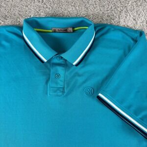 G/FORE Mens Short Sleeve Golf Polo‎ Shirt Teal Blue Tipped Collar Size L